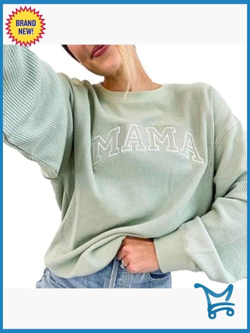 Maternity Nursing Waffle Knit Pullover Sweatshirt with Hidden Zippers
